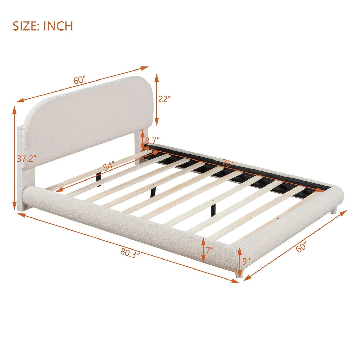Upholstered Platform Bed With Thick Solid Frame And Stylish Curve-Shaped Design by HouseOfZazla