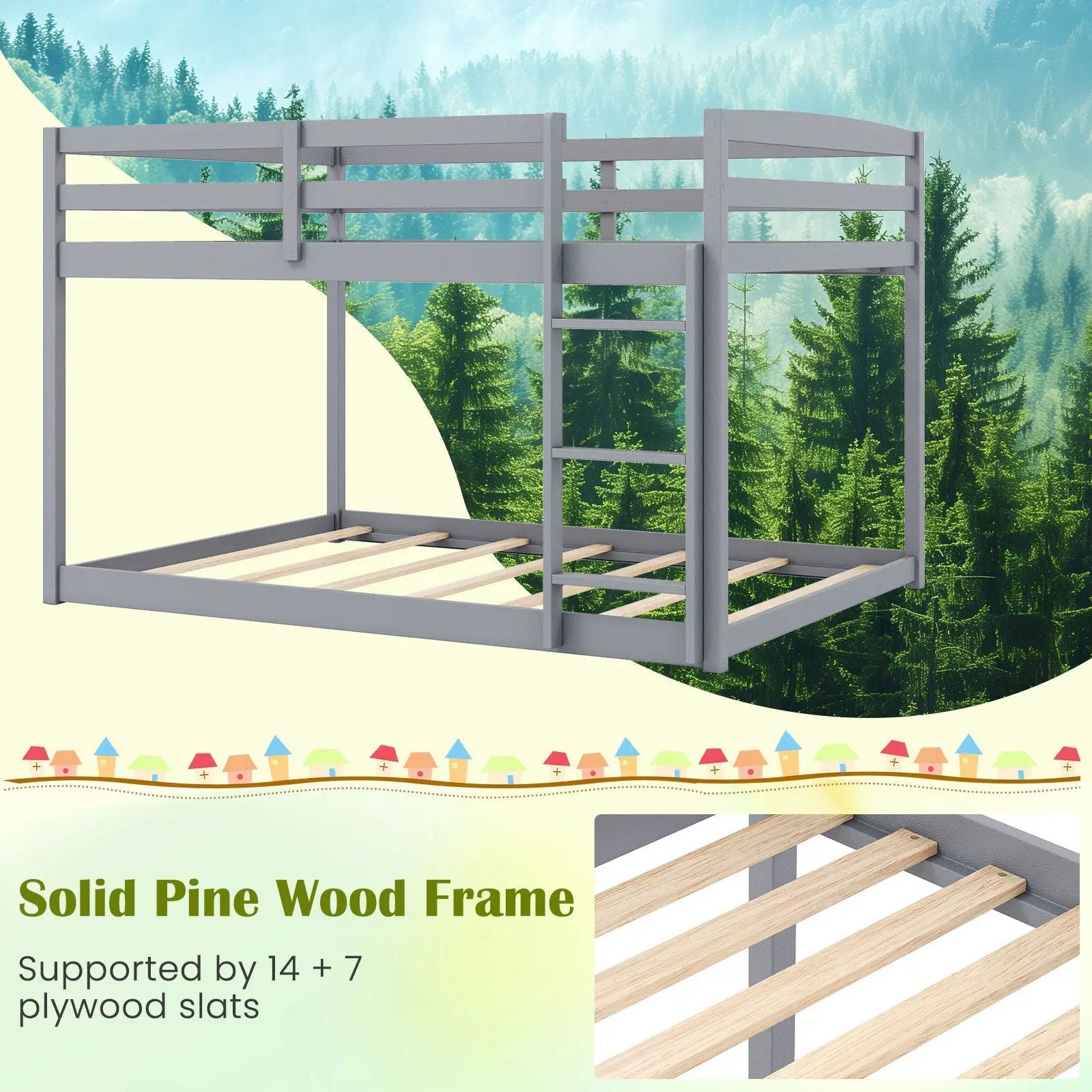 Full Over Full Bunk Bed Low-to-ground Bunk Bed by DirectDeals