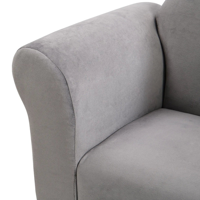 Kids Velvet Upholstered Chair With Ottoman For Comfortable Seating - Gray by HouseOfZazla