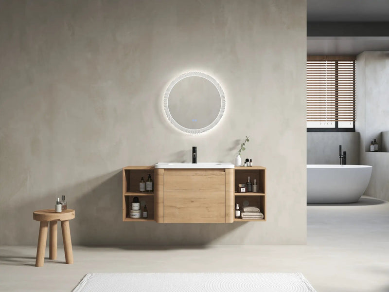 52" Wall-Mounted Bathroom Vanity with Ceramic Sink by HouseOfZazla
