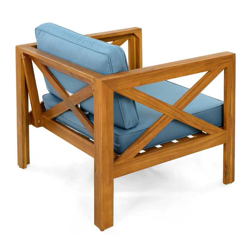 Outdoor Acacia Wood Club Wooden Armchair with Cushions (Set of 2) by HouseOfZazla