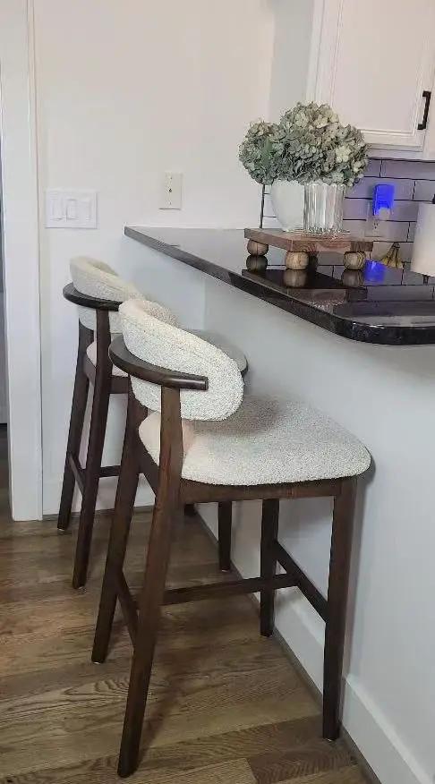 ACTU Bar Stools Set of 2, 30” Upholstered Bar Height Stools, Solid Wood, Mid-Century Modern by ACTU FURNITURE
