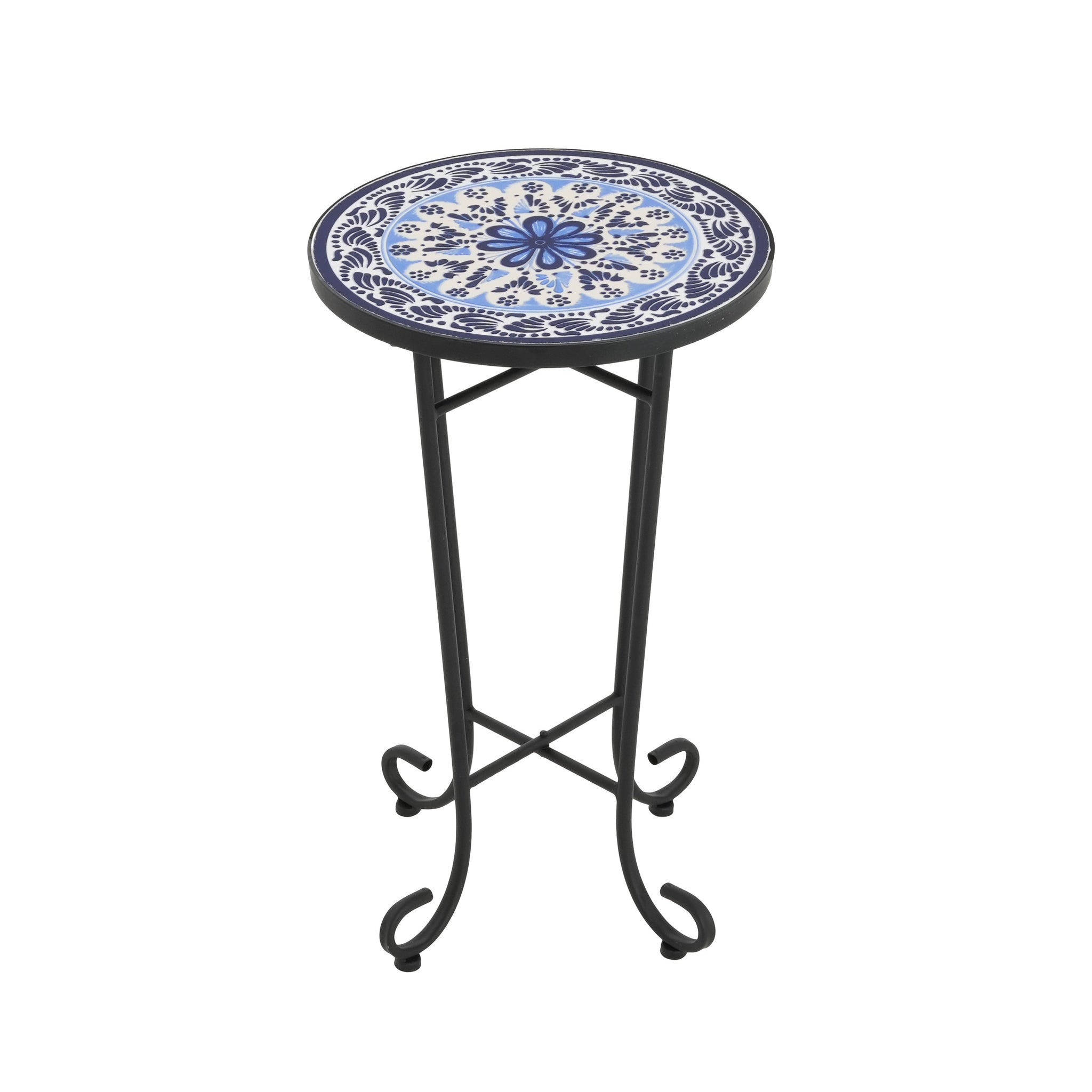 Patio Side Table, Blue+Black by HouseOfZazla