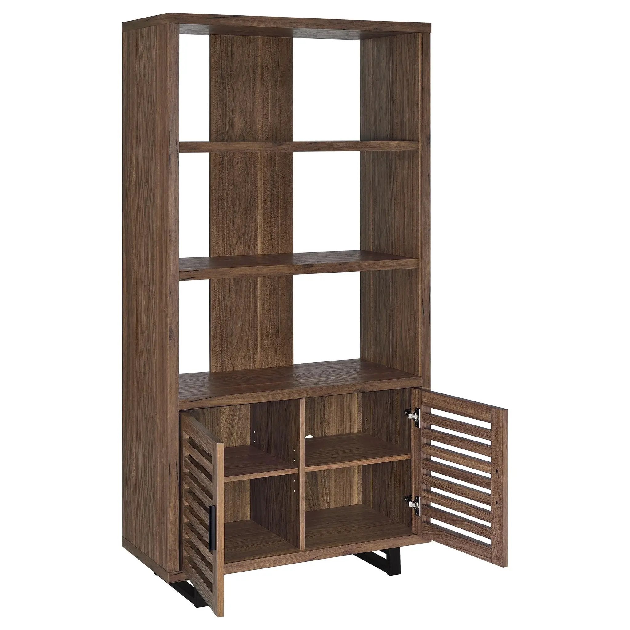 Maddox 71-inch 3-shelf Cabinet Bookcase Walnut by Unique Piece Furniture