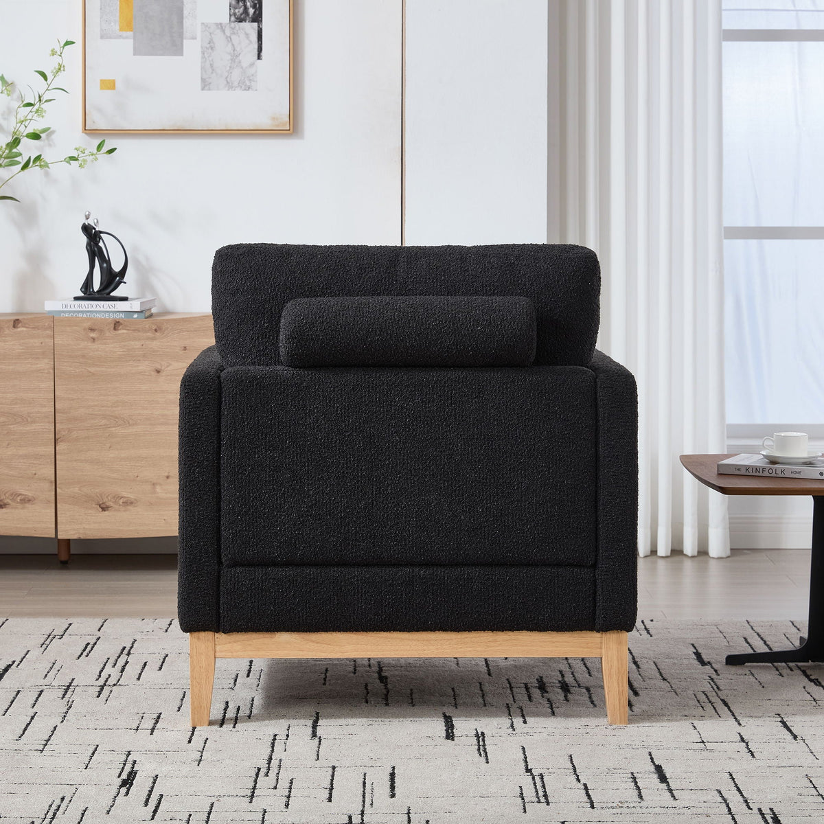Wide Modern Performance Accent Chair With Natural Legs, photo 6 of 13