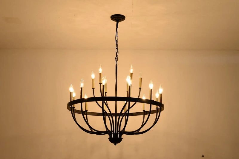15-Light Industrial Iron Candle Chandelier Modern Farmhouse Pendant Light by HouseOfZazla