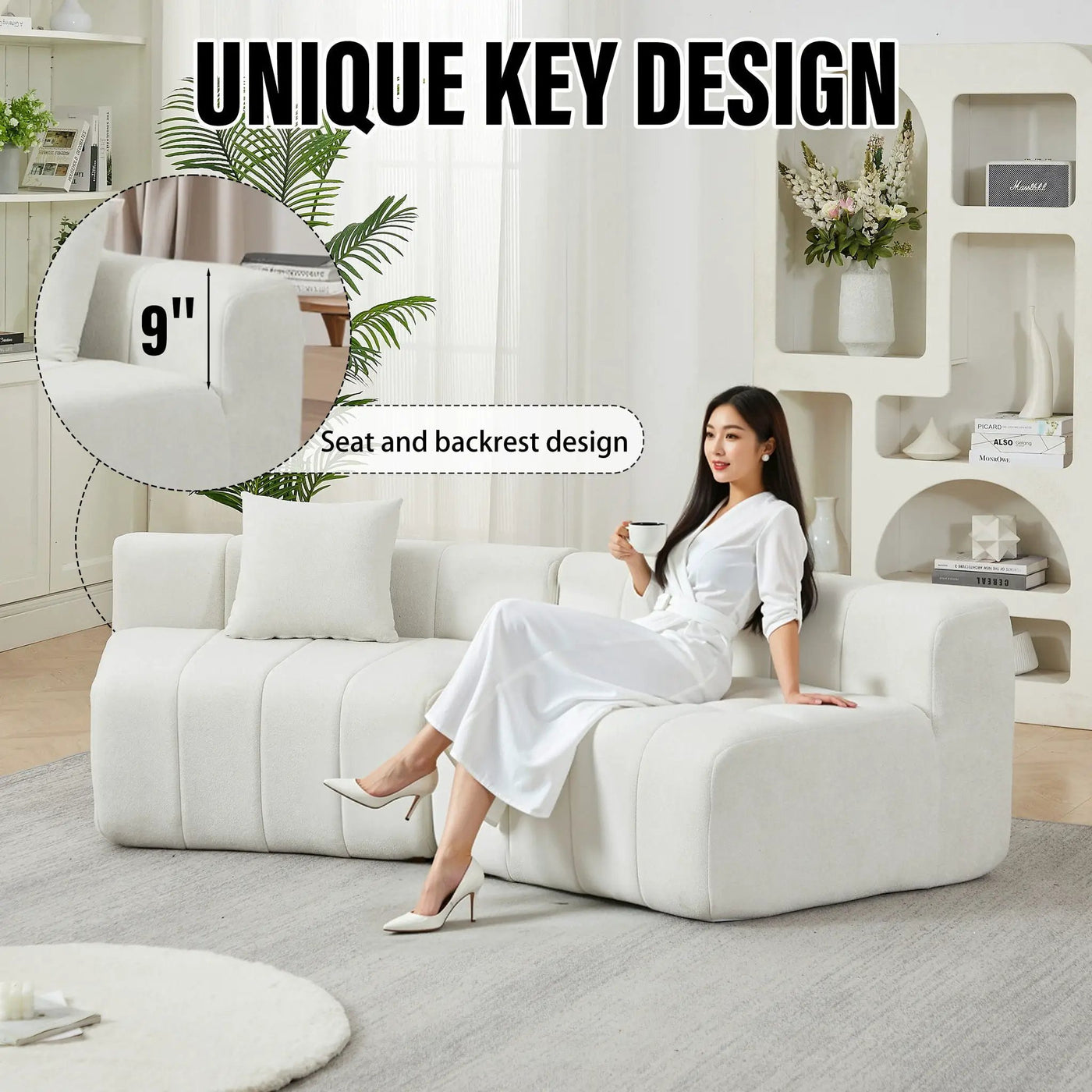 Modular Sectional Sofa With 2 Pillows, Symmetrical Design by HouseOfZazla