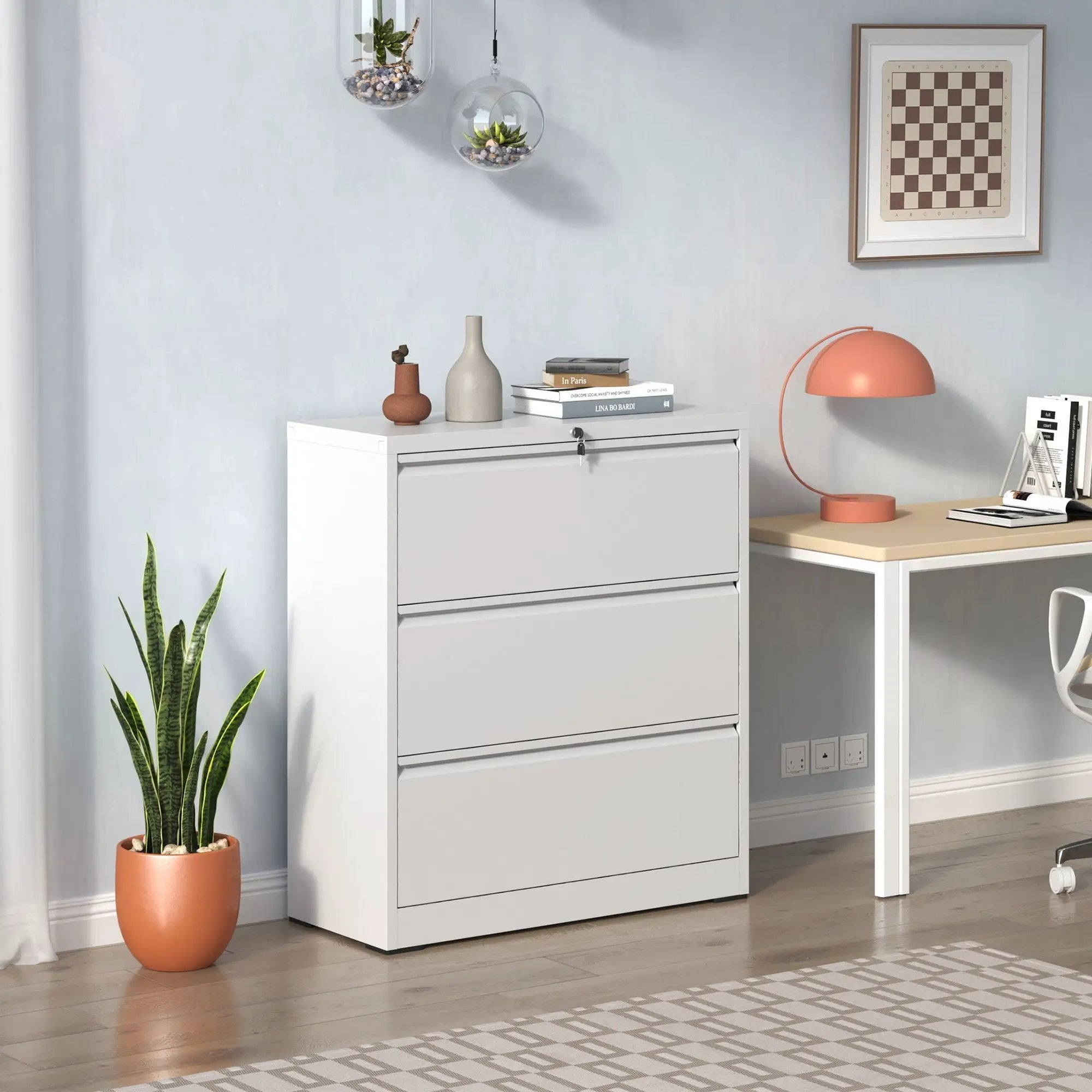 Premium Drawer Metal Lateral File Cabinet With Lock by Unique Piece Furniture