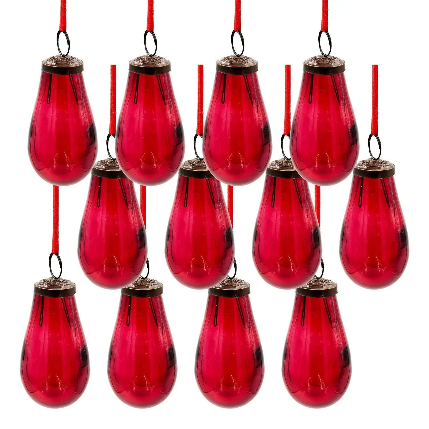 Luster Tear Drop Ornament, Glass Decorative Hanging Christmas Tree Ornaments For Holiday Party Decorations (Set of 12) by HouseOfZazla