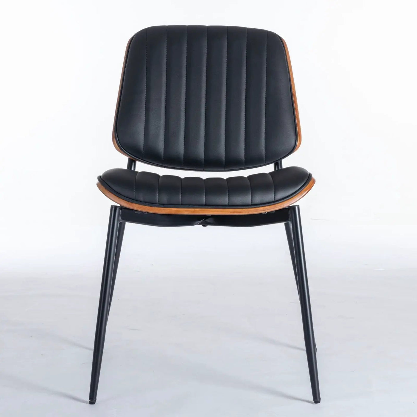 Dining Chairs (Set of 2) Mid-Century Modern Retro Chair With Walnut Bentwood Back Upholstered Seat Metal Legs Adjustable Foot For Kitchen Dining Room Chairs by HouseOfZazla