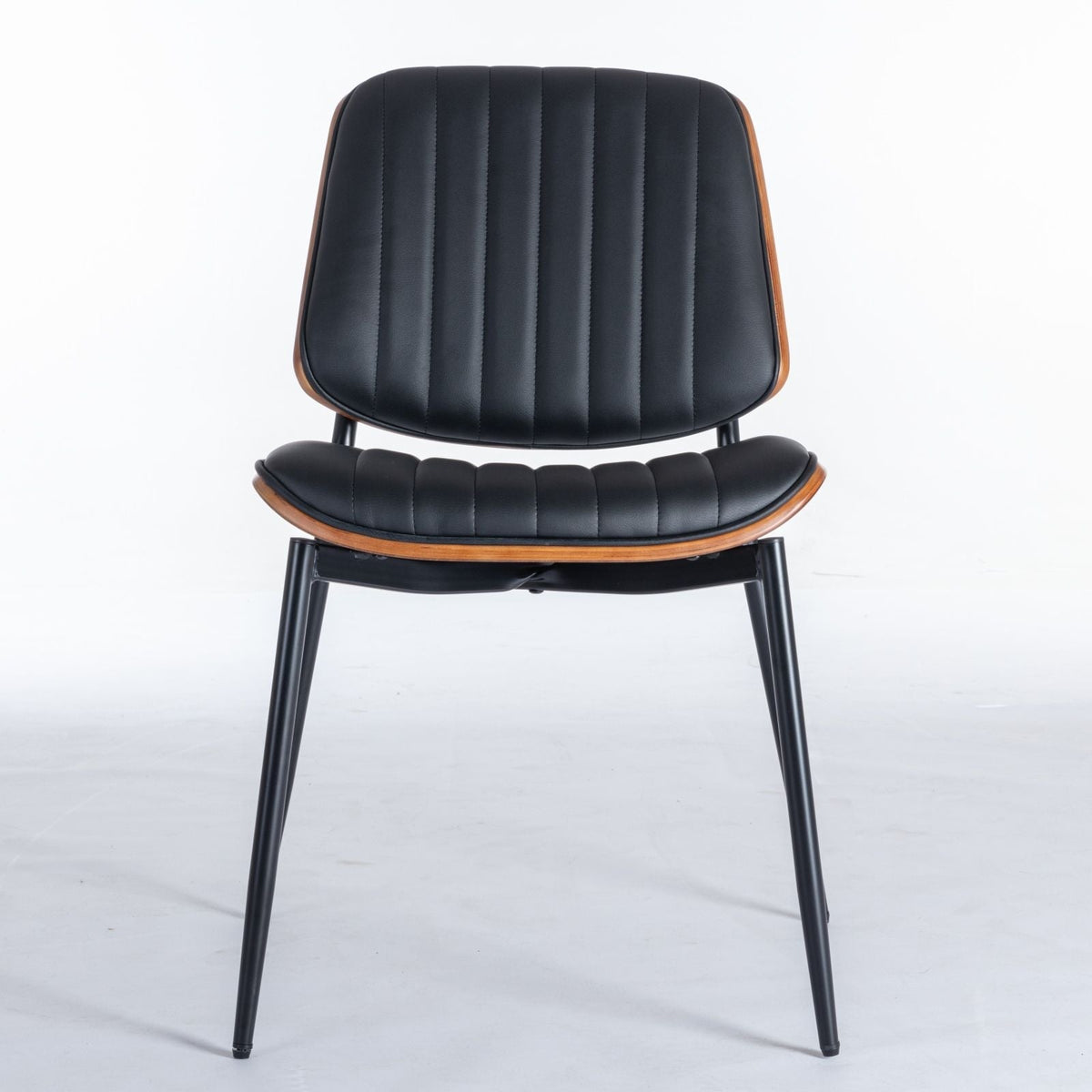 Mid-Century Modern Dining Chairs with Walnut Bentwood Back - Black or Beige (Set of 2), photo 4 of 8