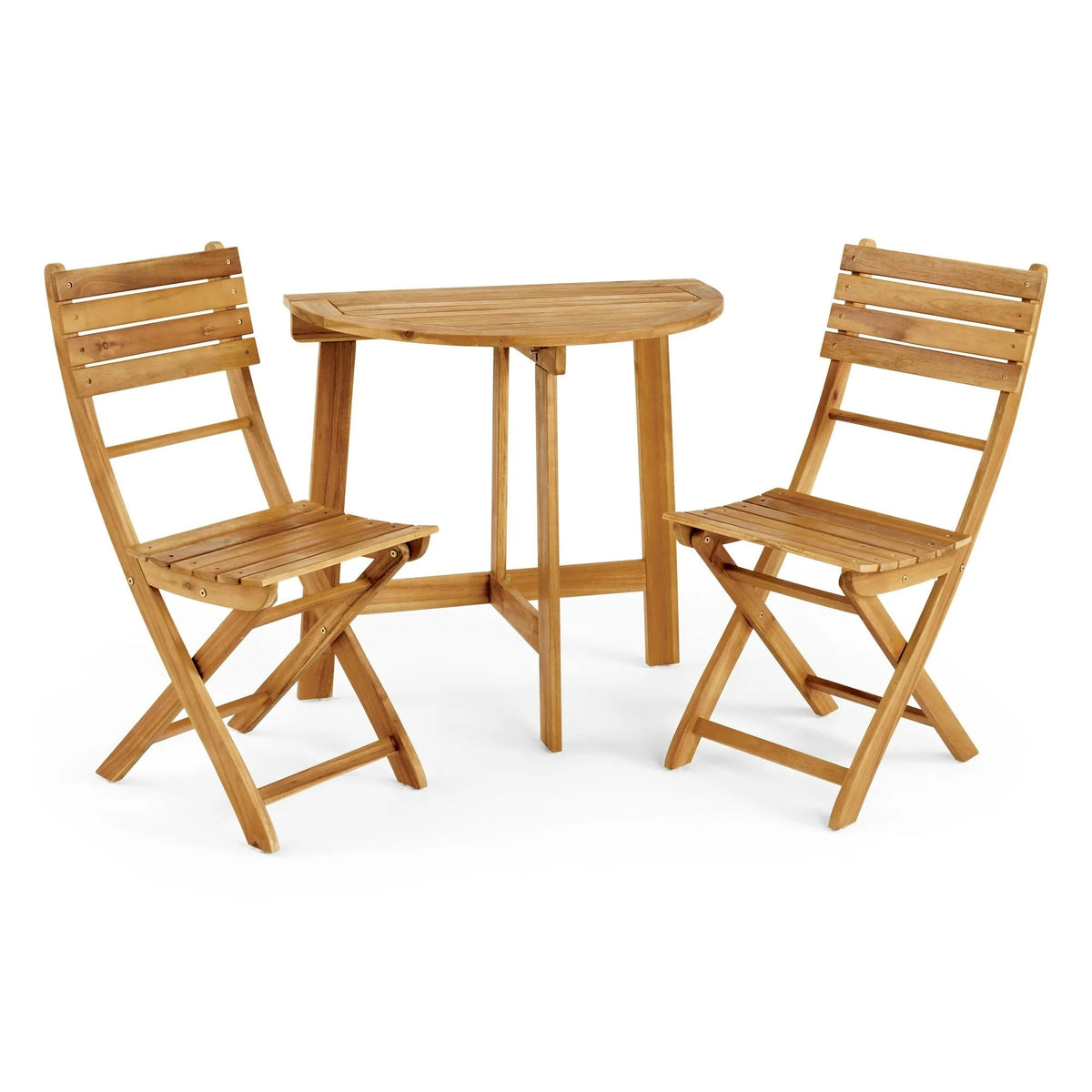 Acacia Wood 3 Piece Folding Bistro Set with Space-Saving Design - Natural, photo 2 of 10