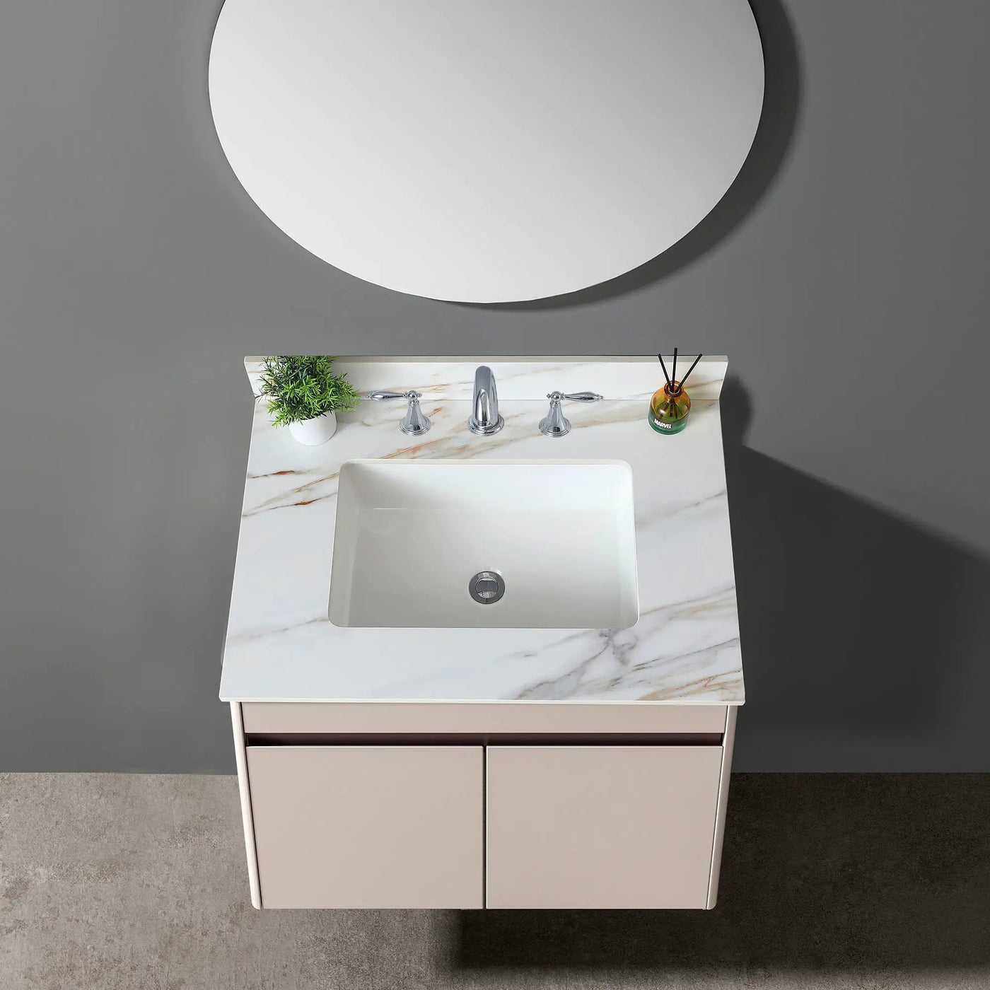 Vanity Top With Undermount Sink And Backsplash, Sintered Stone by HouseOfZazla