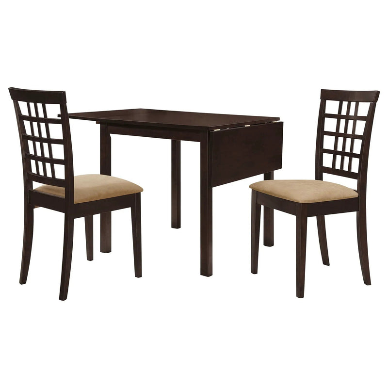 Kelso 3-piece Drop Leaf Dining Table Set Cappuccino and Tan by Unique Piece Furniture