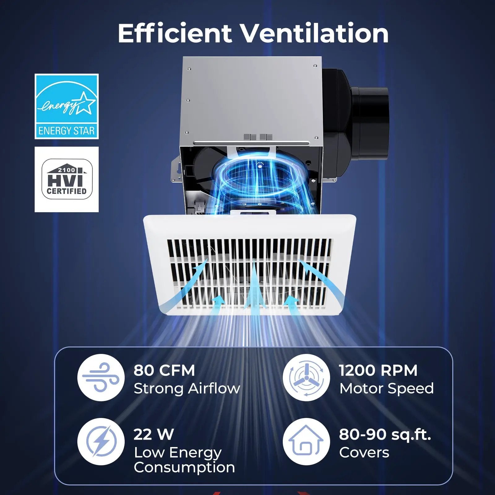 80 CFM Ceiling Mount Bathroom Exhaust Fan with Metal Housing and 4 Inches Duct by DirectDeals
