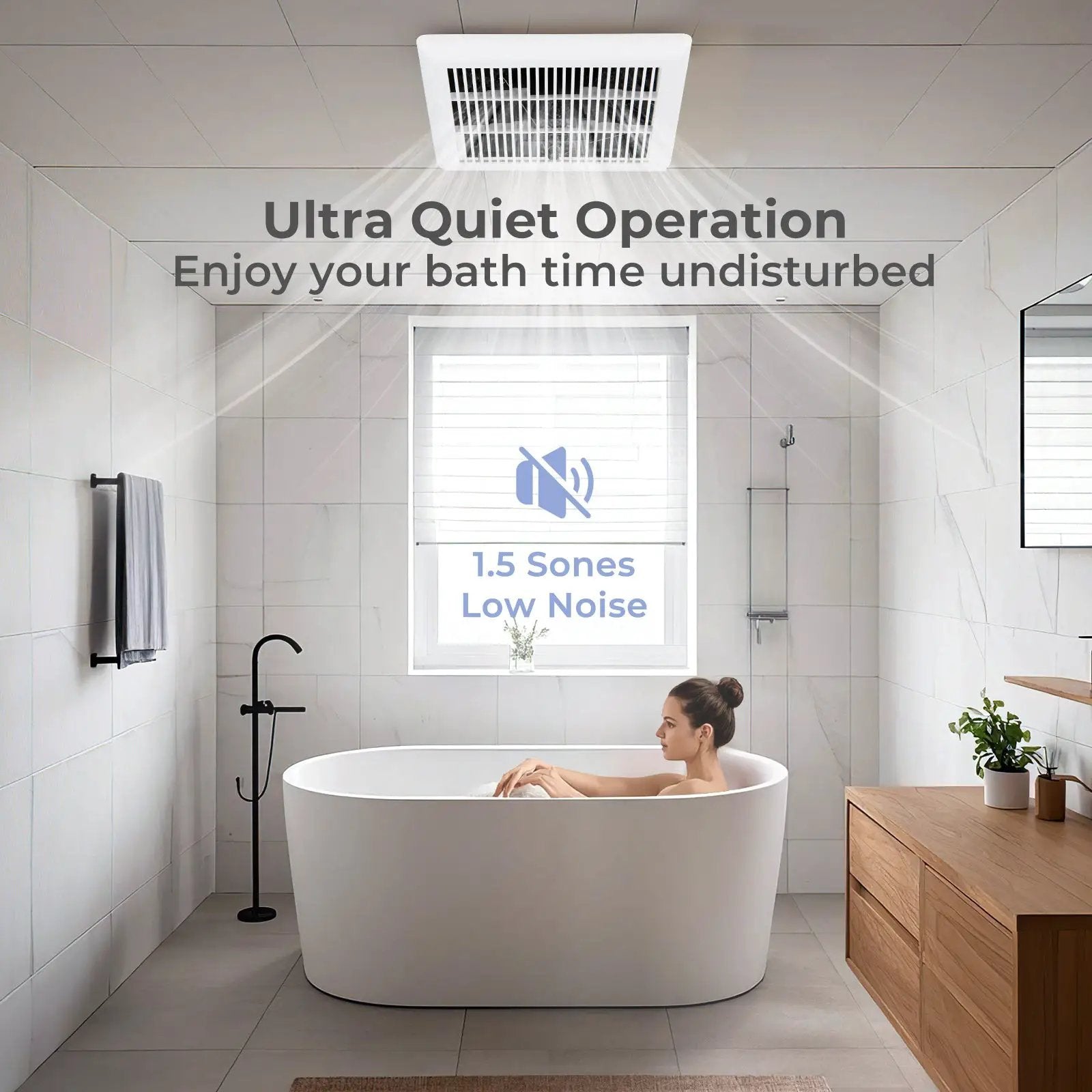 80 CFM Bathroom Exhaust Fan with Metal Housing and 4 Inches Duct by DirectDeals