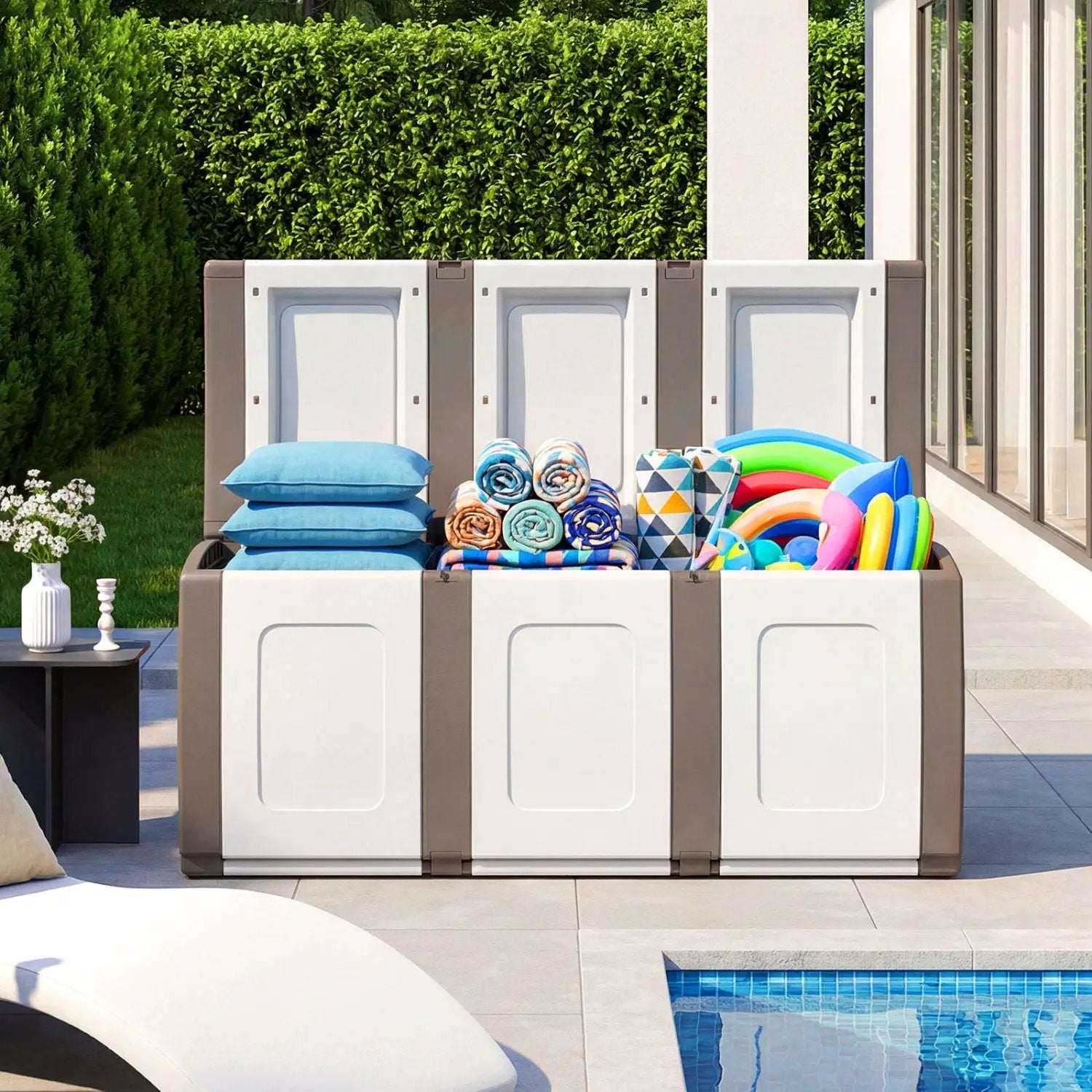 80 Gallon Patio Container with Lockable Lid for Packages and Garden by DirectDeals