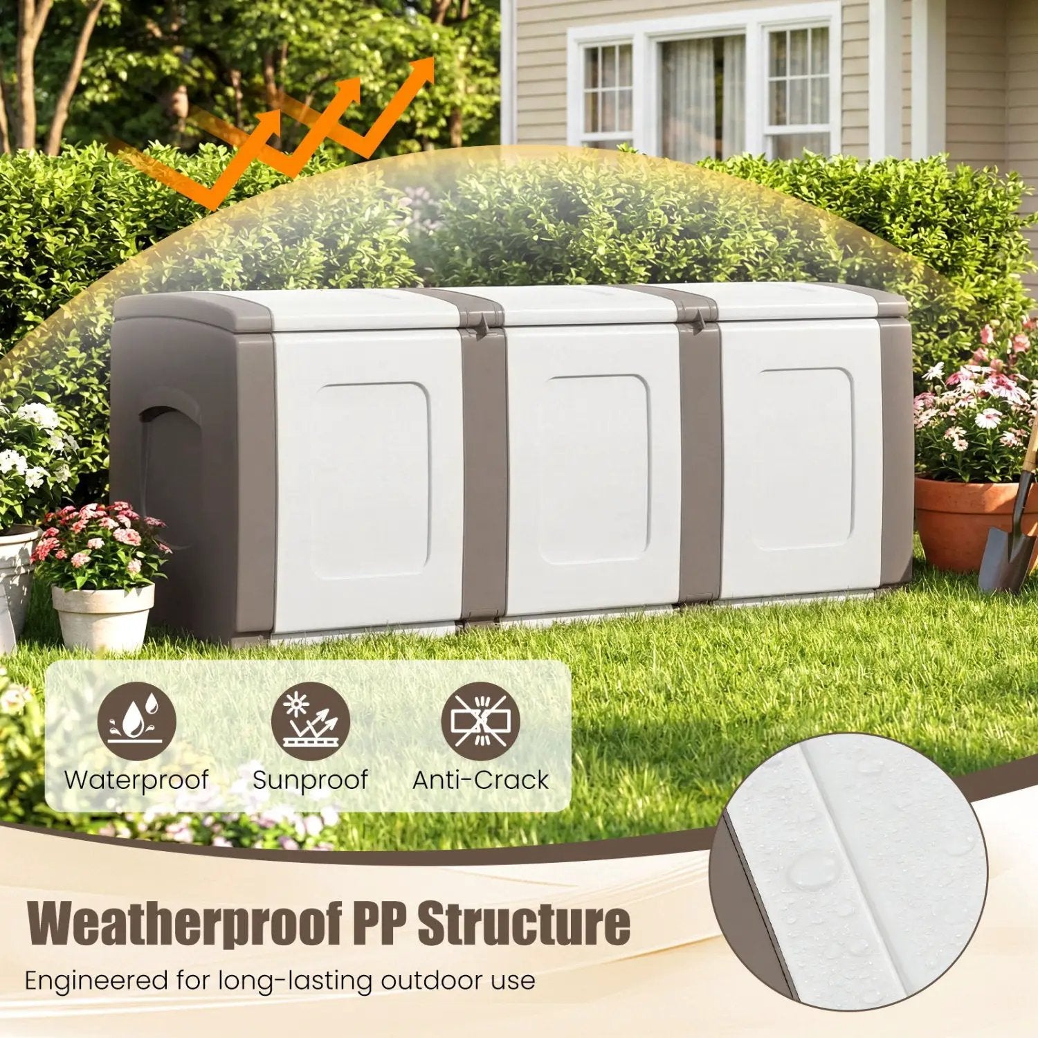 80 Gallon Patio Container with Lockable Lid for Packages and Garden by DirectDeals