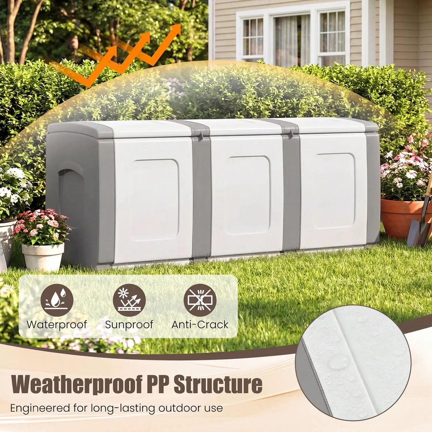 80 Gallon Patio Container with Lockable Lid for Packages and Garden by DirectDeals