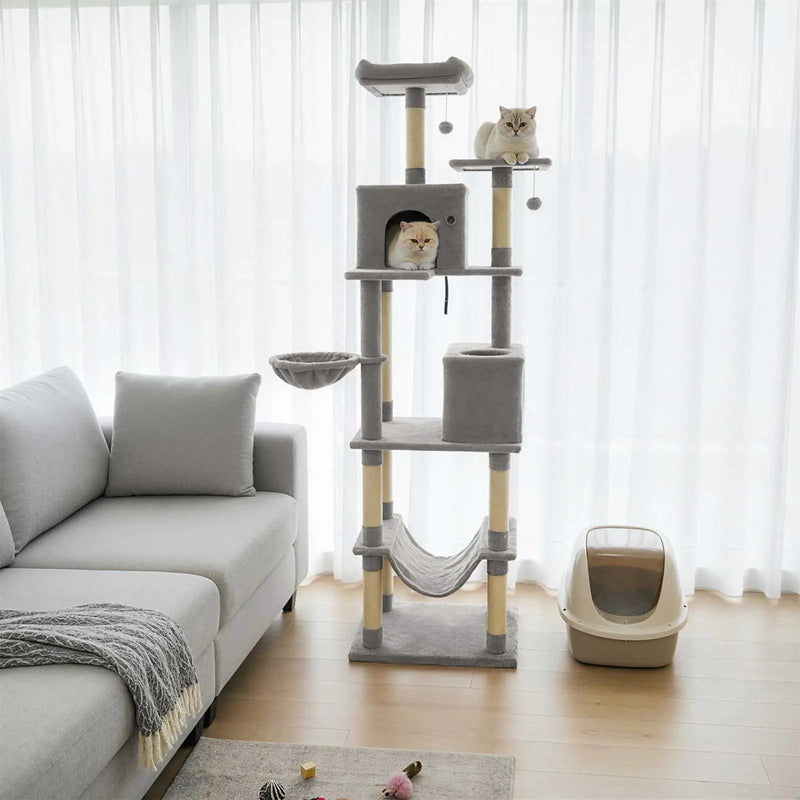 80 Inches Tall Cat Tree with 2 Large Condos and Dangling Toys by DirectDeals