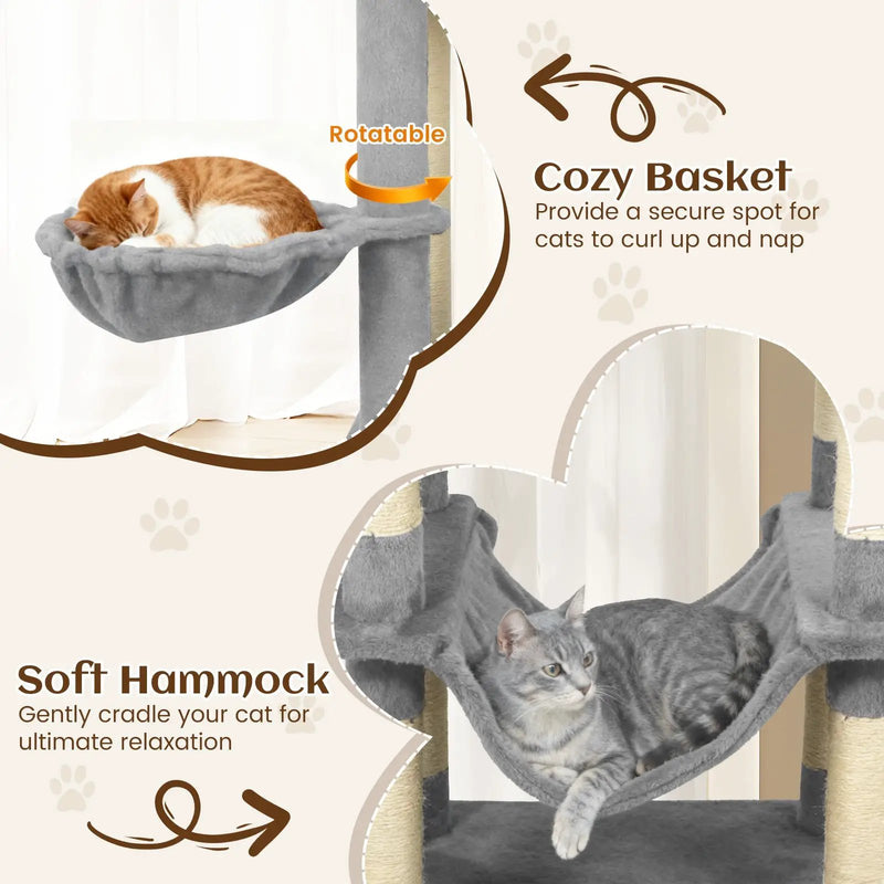 80 Inches Tall Cat Tree with 2 Large Condos and Dangling Toys by DirectDeals