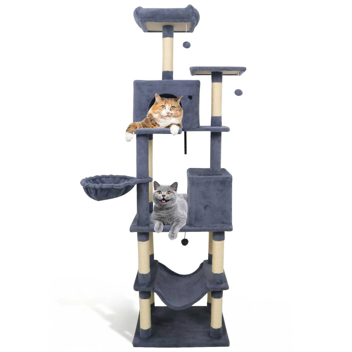 80 Inches Tall Cat Tree with 2 Large Condos and Dangling Toys by DirectDeals