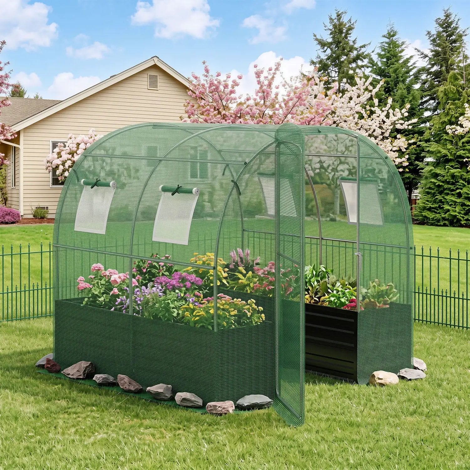 Walk-In Greenhouse with Planter Bed 80" x 79" x 79" by DirectDeals