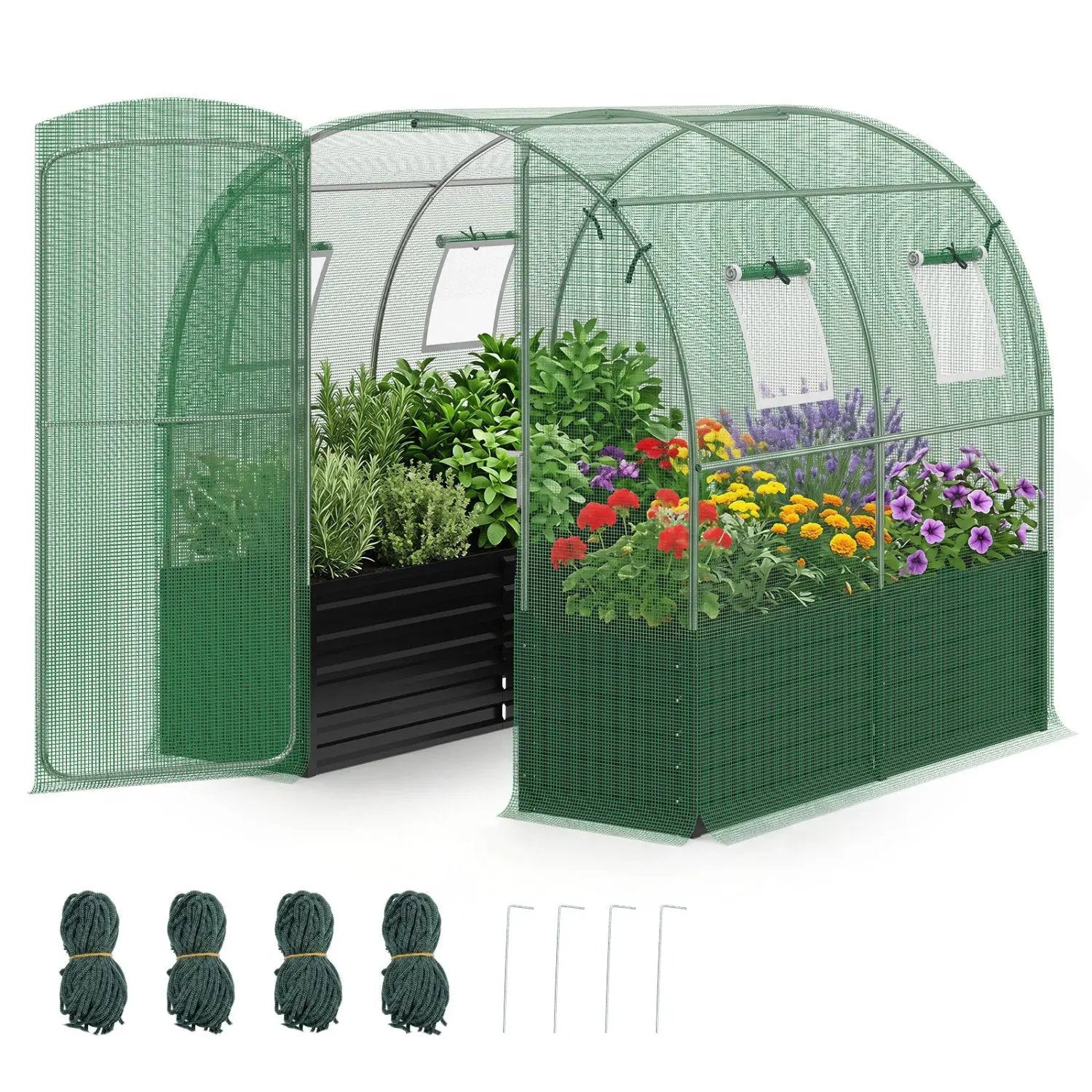 Walk-In Greenhouse with Planter Bed 80" x 79" x 79" by DirectDeals