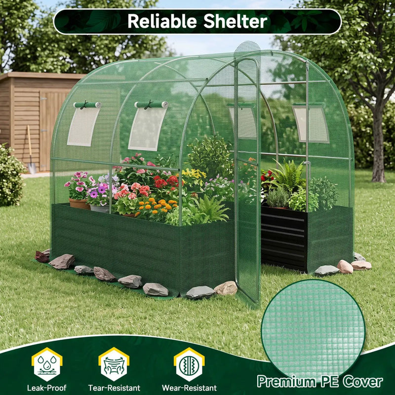 Walk-In Greenhouse with Planter Bed 80" x 79" x 79" by DirectDeals