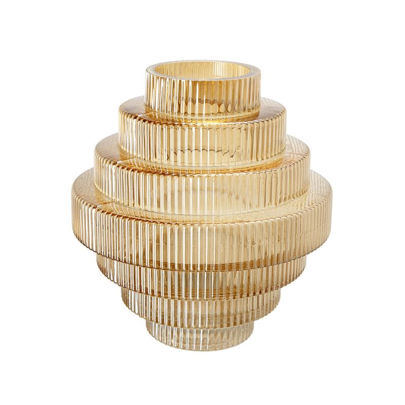 9.1x9.8" Tiered Geometric Amber Luster Clear Vase by HouseOfZazla