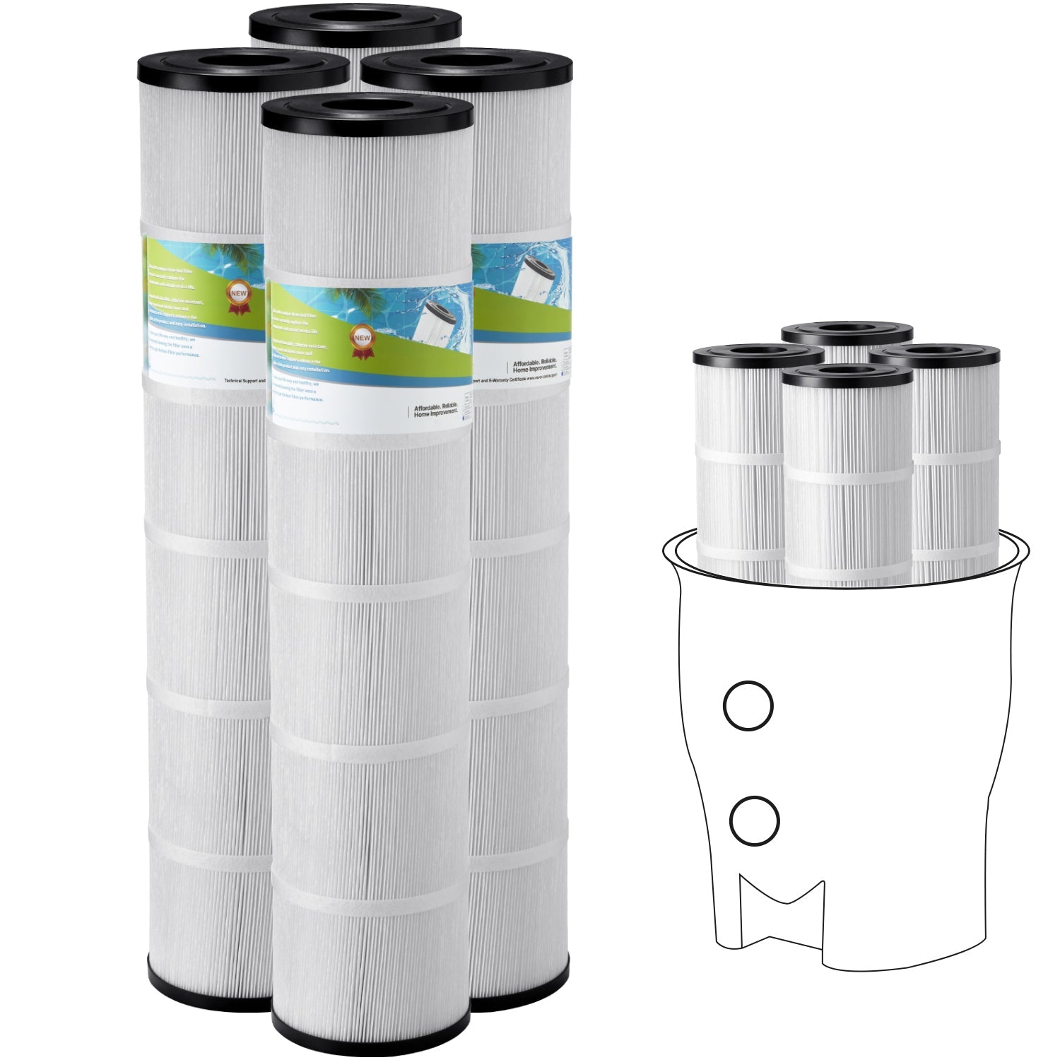 4Pack Hot Tub Spa Pool Filter Cartridge 130 Sq. Ft Compatible Pentair CCP520 by HouseOfZazla
