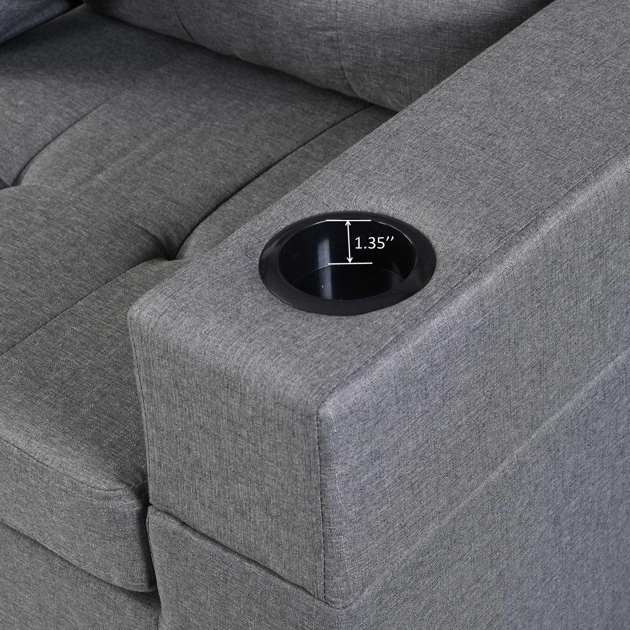 Modern Sectional Sofa Set With L Shape Chaise Lounge, Cup Holder, 4 Seat - Gray by HouseOfZazla