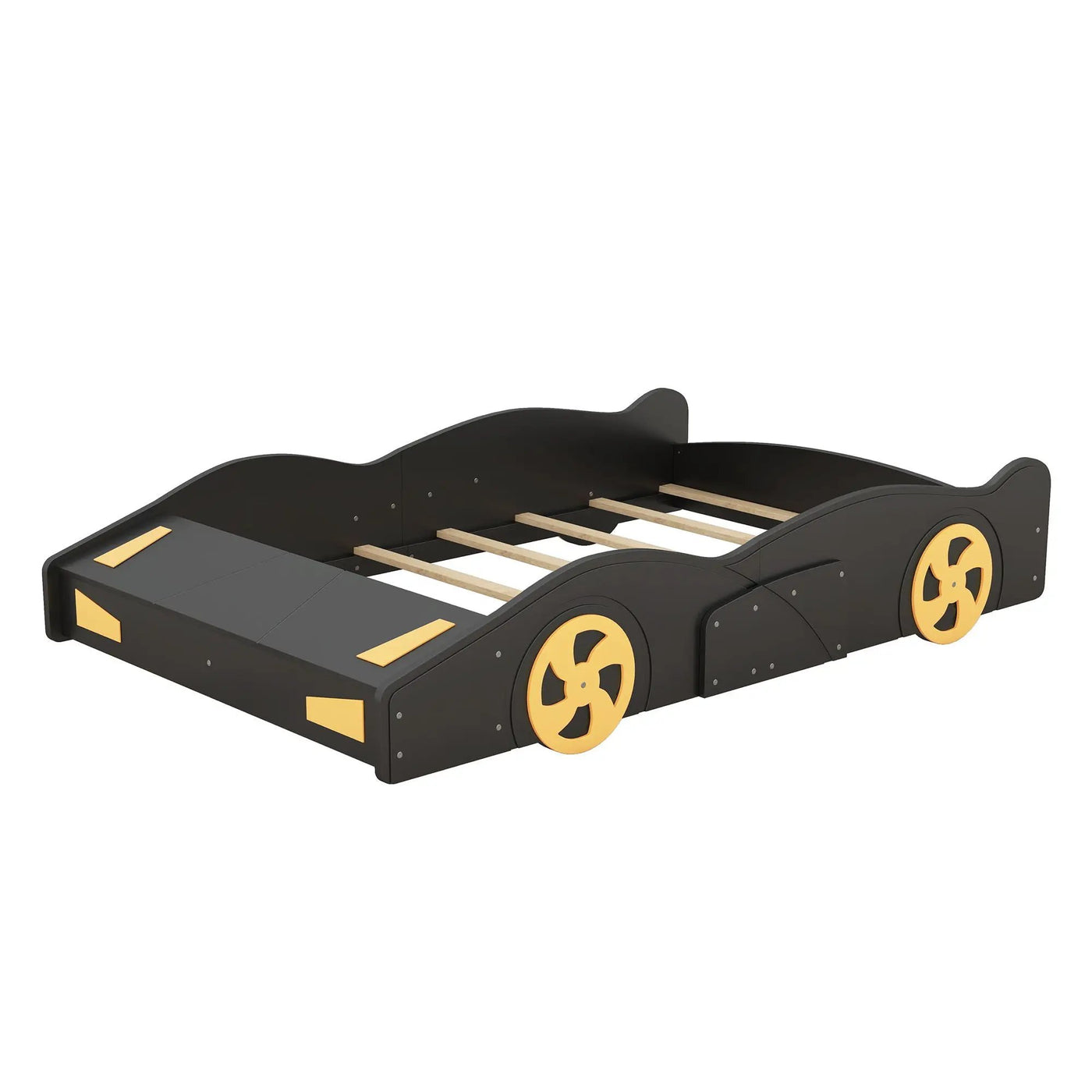 Race Car Shaped Platform Bed With Wheels And Storage by HouseOfZazla
