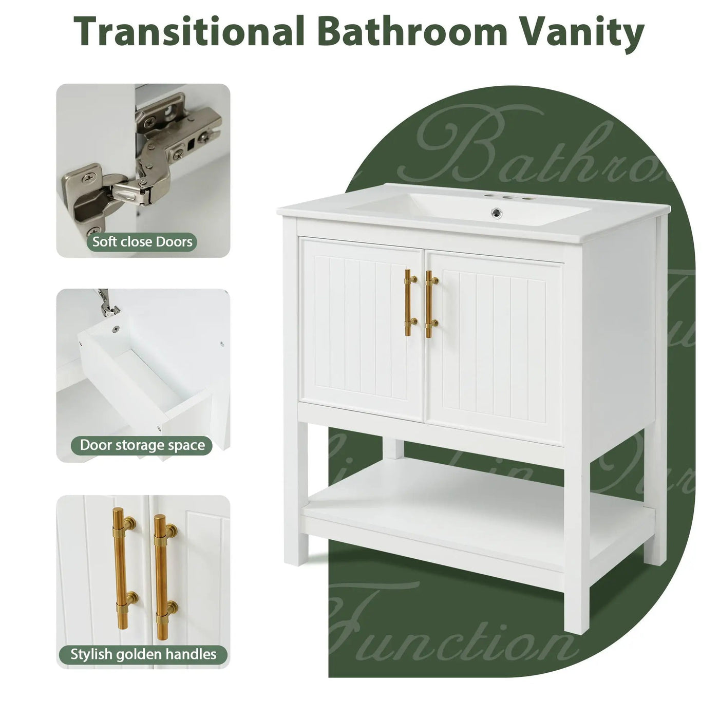 Elegant Bathroom Vanity With Ceramic Sink And Versatile Storage by HouseOfZazla