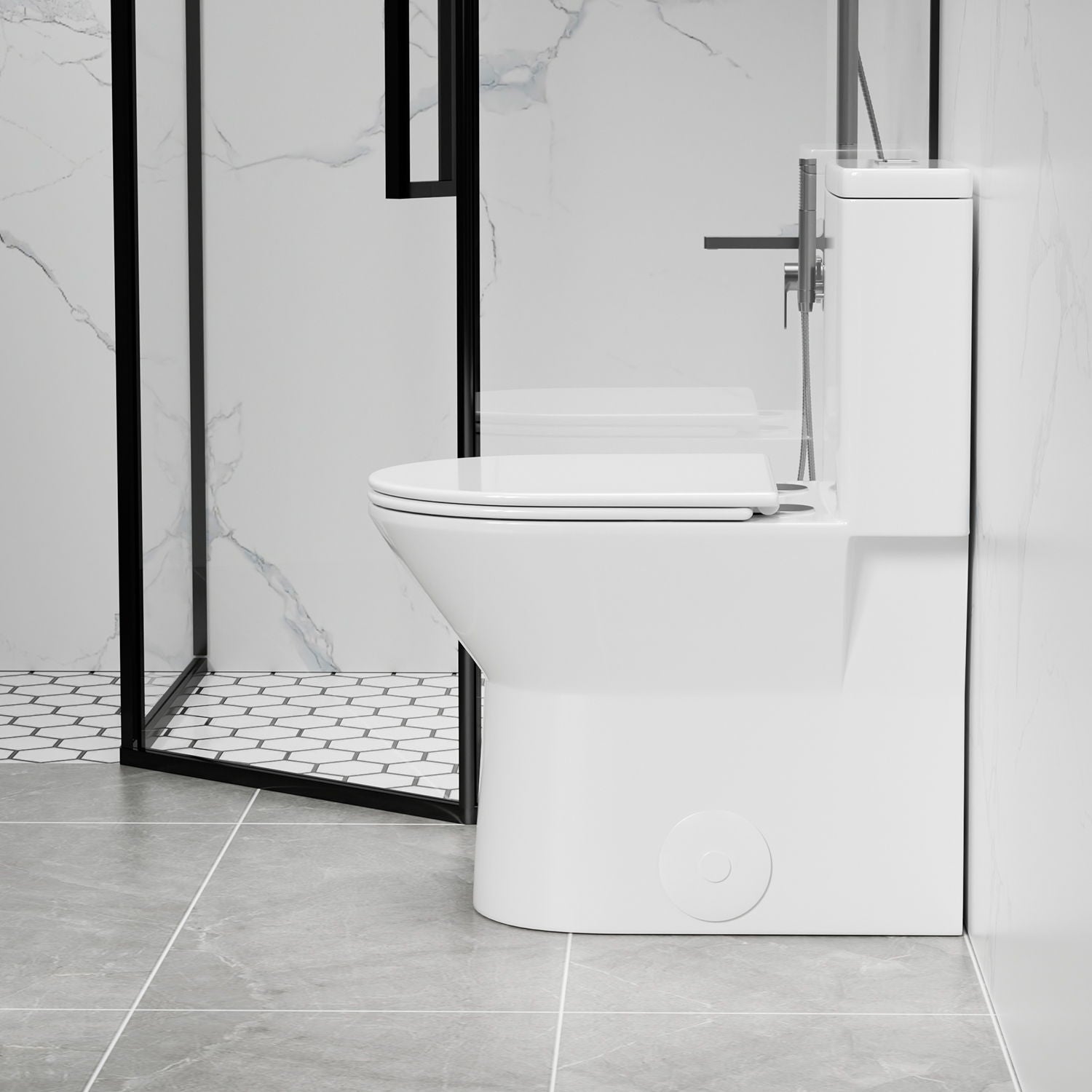 1 Piece Toilet With Dual Flush & Rimless Bowl - Glossy White by HouseOfZazla
