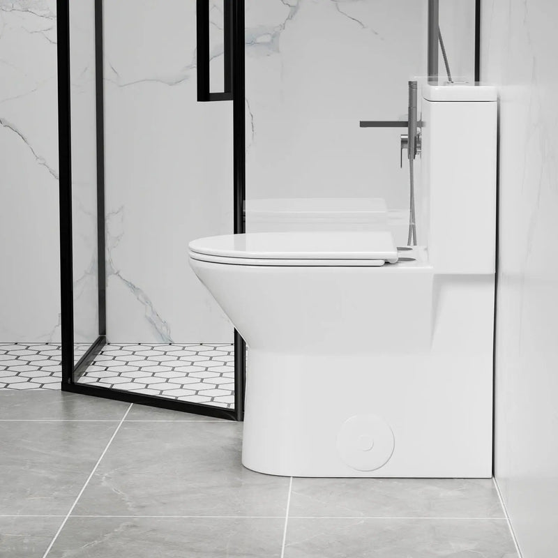 1 Piece Toilet With Dual Flush & Rimless Bowl - Glossy White by HouseOfZazla