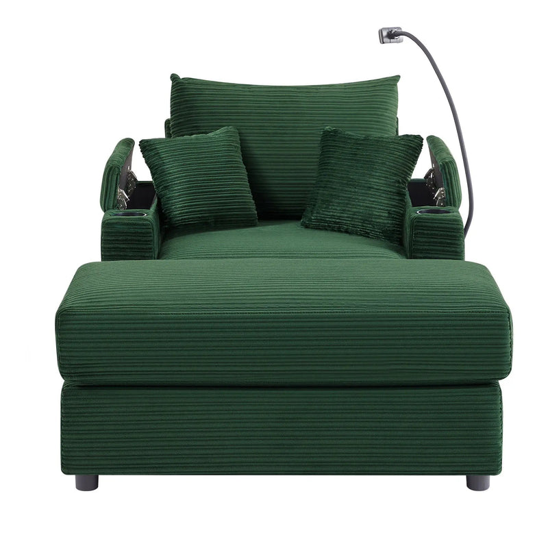 Modern Style Loveseat Sofa Sectional Sofa Couch With Storage Space, A Movable Ottoman, Two USB Ports, Two Cup Holders, A Phone Holder For Living Room by HouseOfZazla