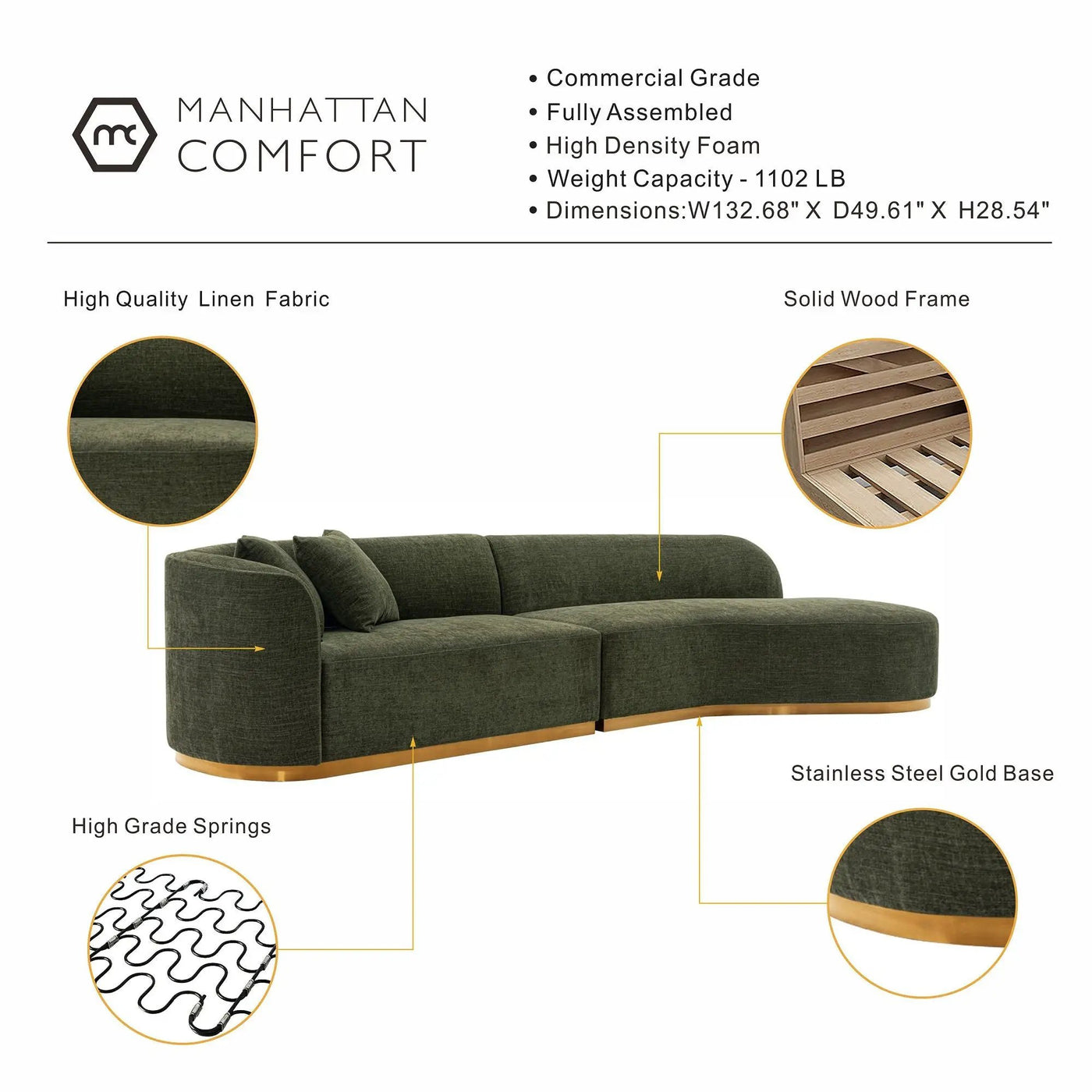 Daria - Sofa Sectional With Pillows, 2 Piece Design by HouseOfZazla