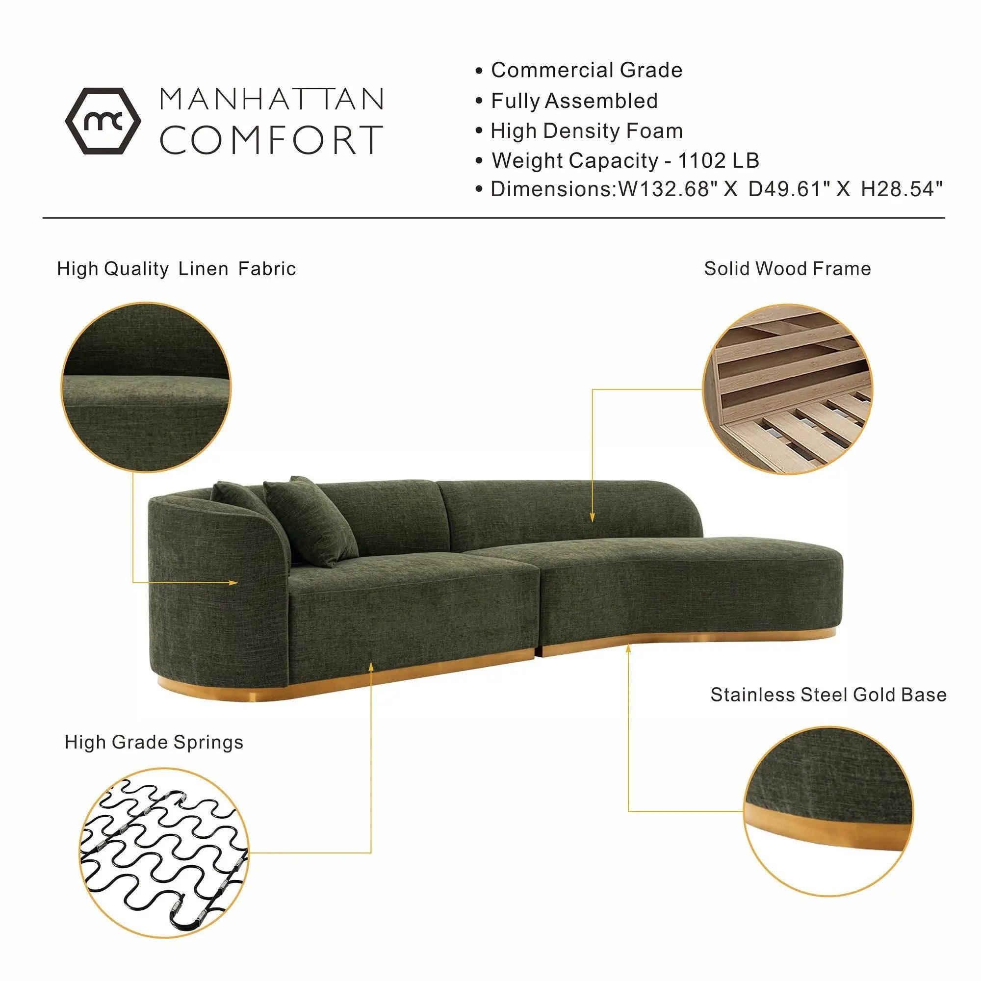 Daria - Sofa Sectional With Pillows, 2 Piece Design by HouseOfZazla