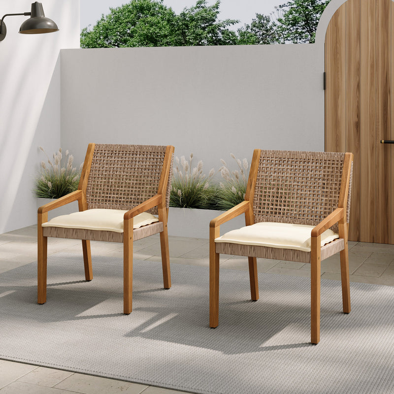 Outdoor Dining Chair - Acacia Wood & Wicker by HouseOfZazla
