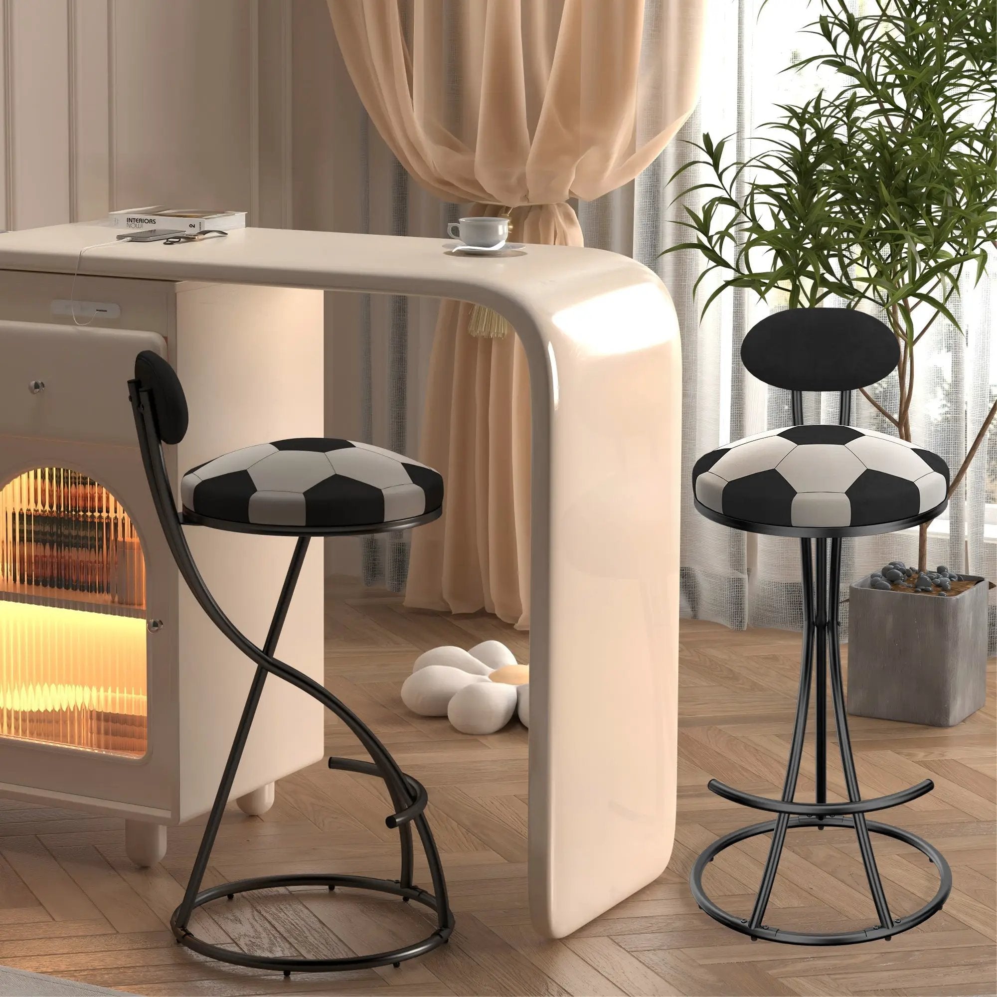 Upholstered S-shaped Barstools Set of 2 by HouseOfZazla