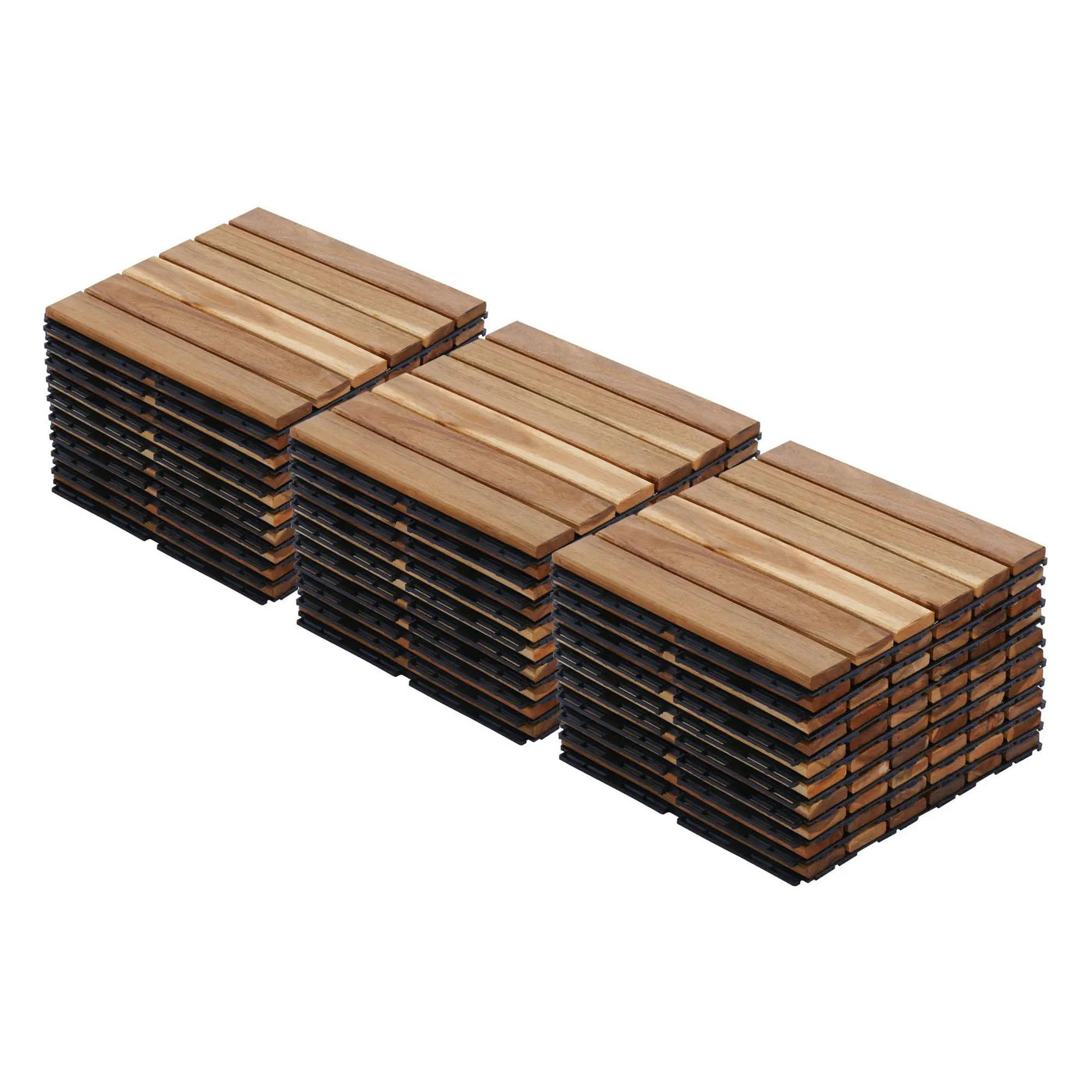 Interlocking Deck Tiles Striped Pattern Waterproof Brown by HouseOfZazla