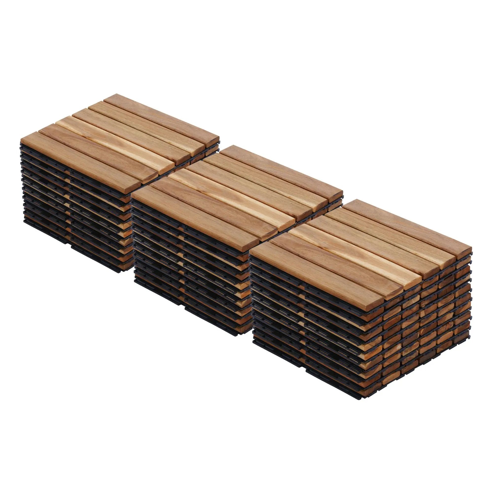 Interlocking Deck Tiles Striped Pattern Waterproof Brown by HouseOfZazla