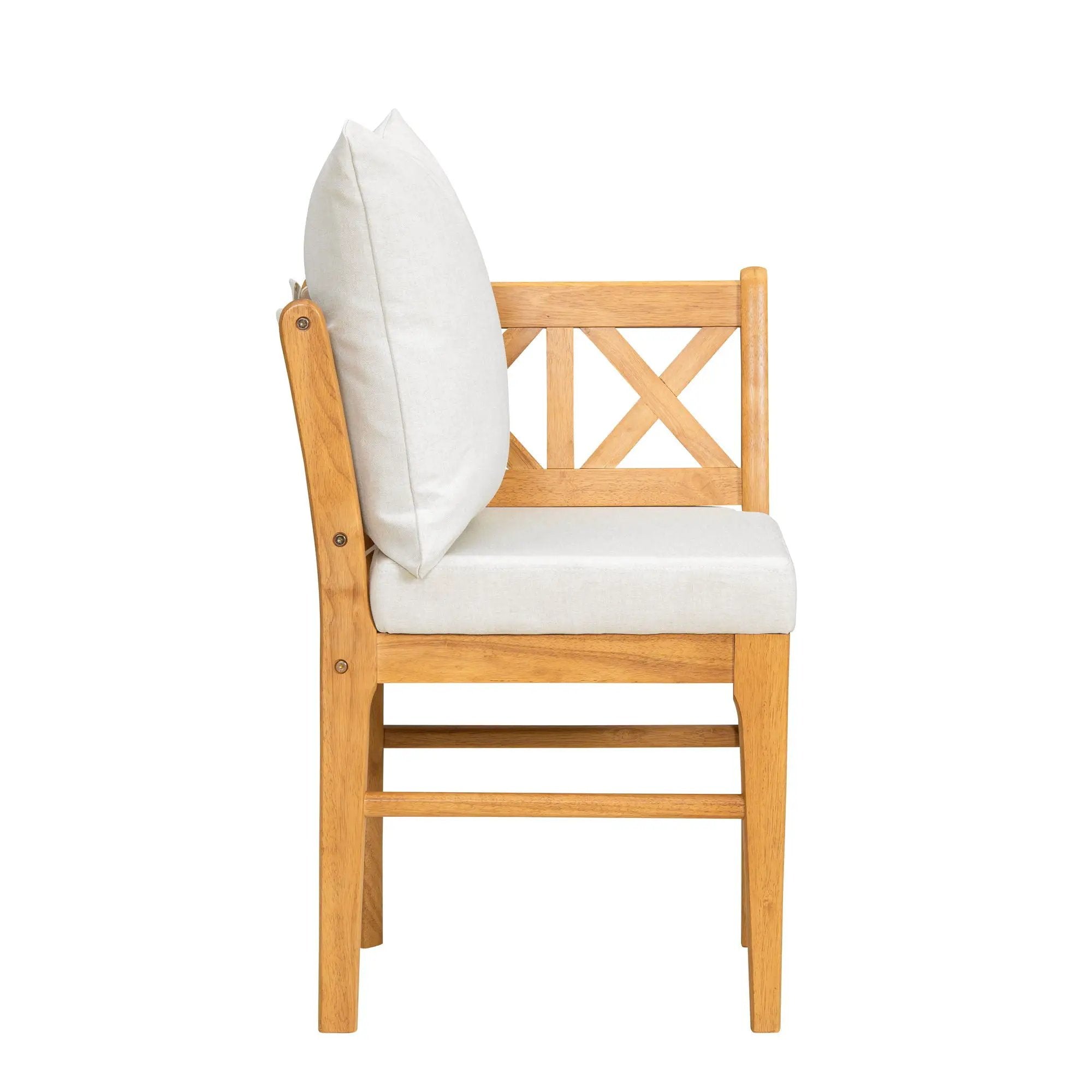 Farmhouse Modern Dining Corner Chairs (Set of 2) With Handwoven Rattan Backrests And Solid Wood Legs - Natural / White by HouseOfZazla