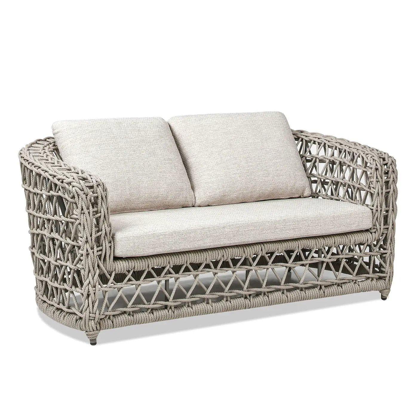 Everly - Frame Barrel Deep Seating Patio Loveseat Sofa Axroma Olefin - Oat Beige by HouseOfZazla