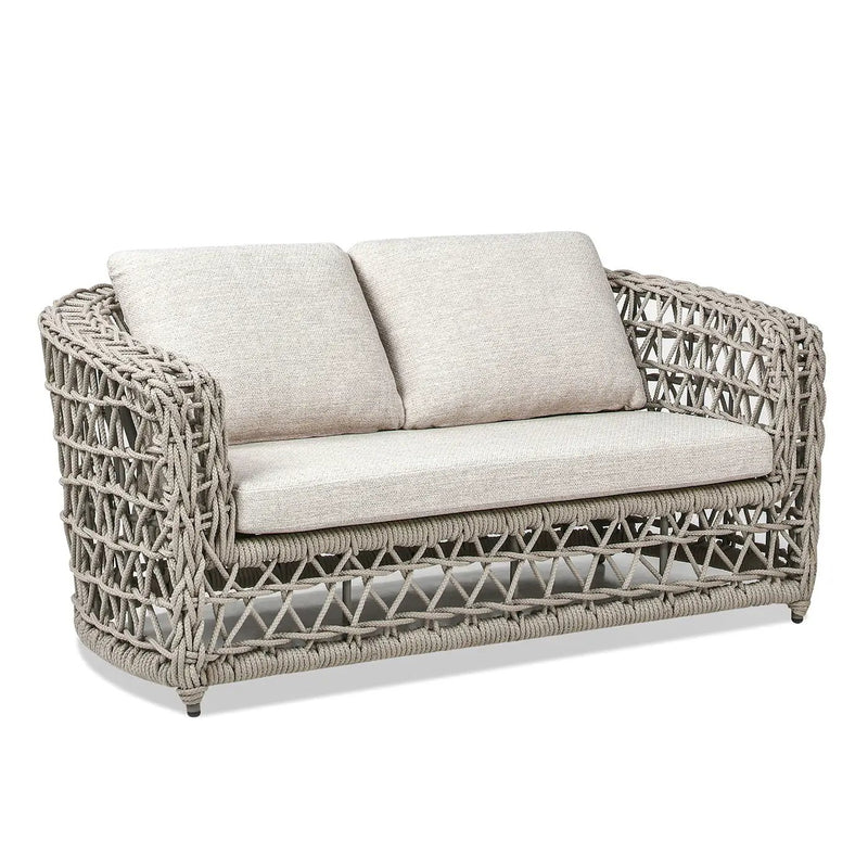 Everly - Frame Barrel Deep Seating Patio Loveseat Sofa Axroma Olefin - Oat Beige by HouseOfZazla
