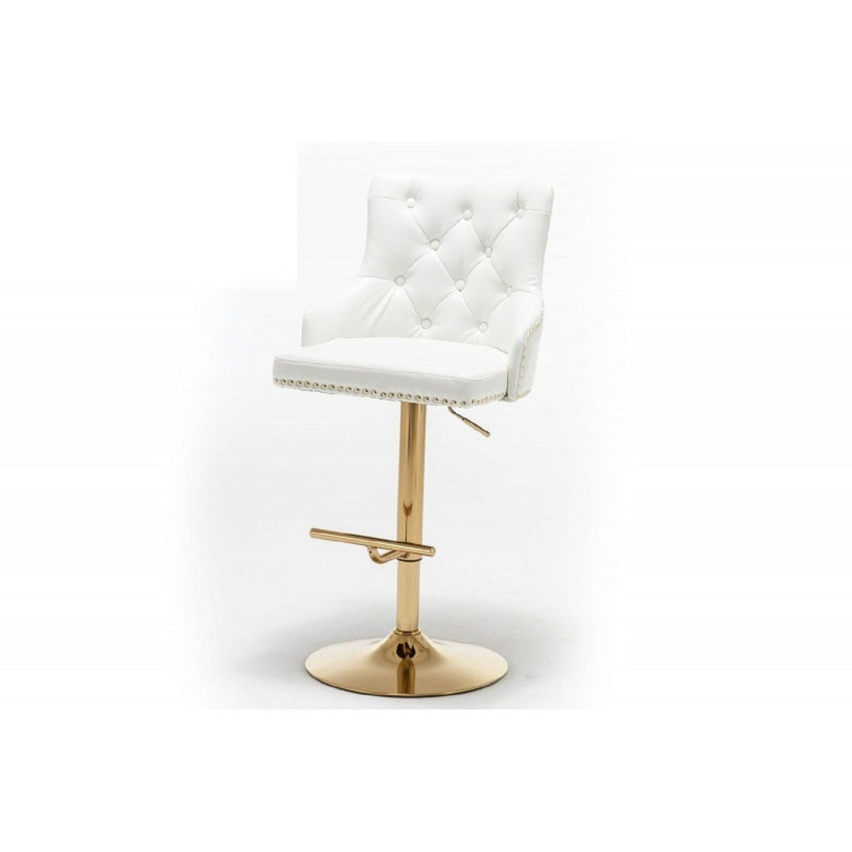 Adjustable Swivel Bar Stool with Nailhead Trim - Set of 2, photo 13 of 20