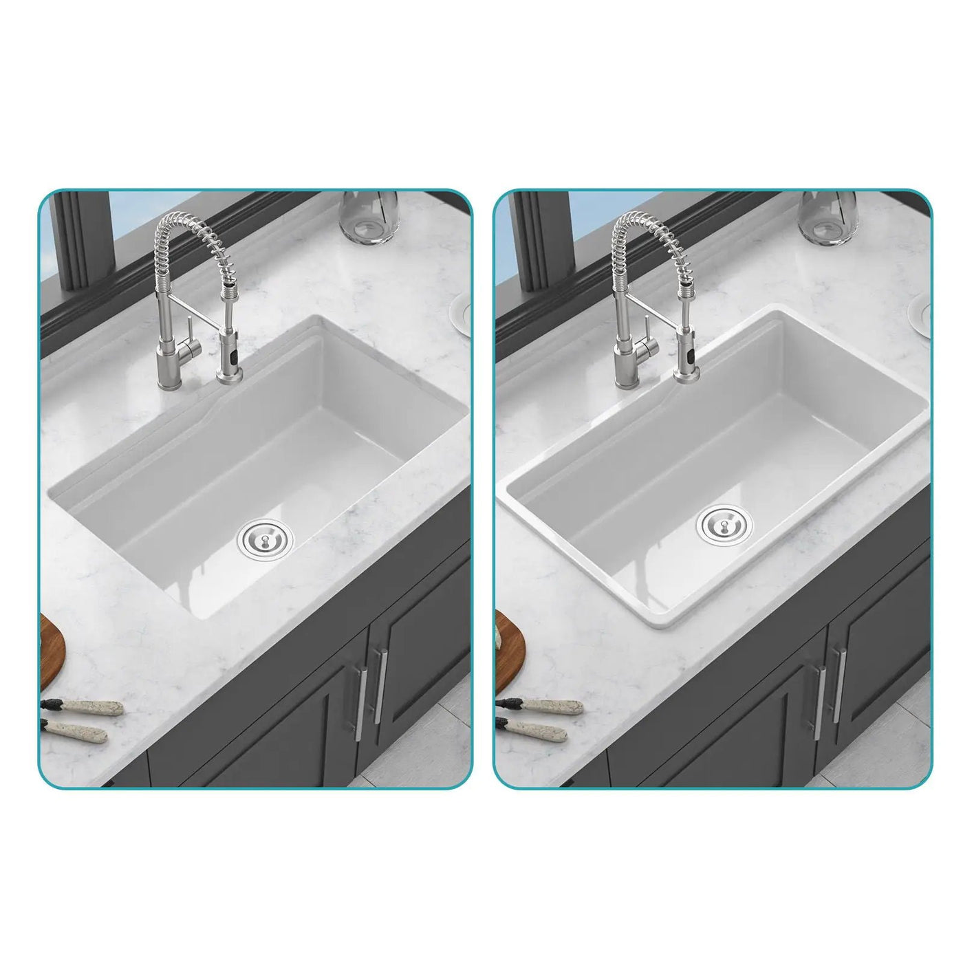 Undermount Workstation Single Bowl Porcelain Ceramic Kitchen Sink by HouseOfZazla