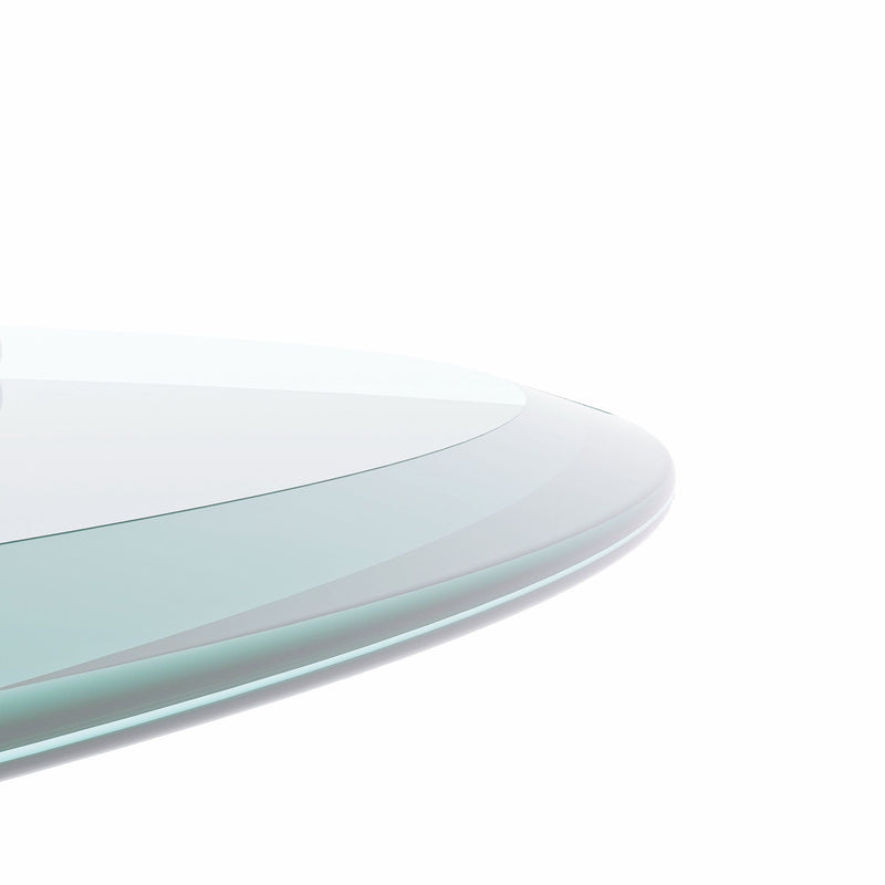 28" Round Tempered Glass Table Top Clear Glass Thick Beveled Polished Edge by HouseOfZazla