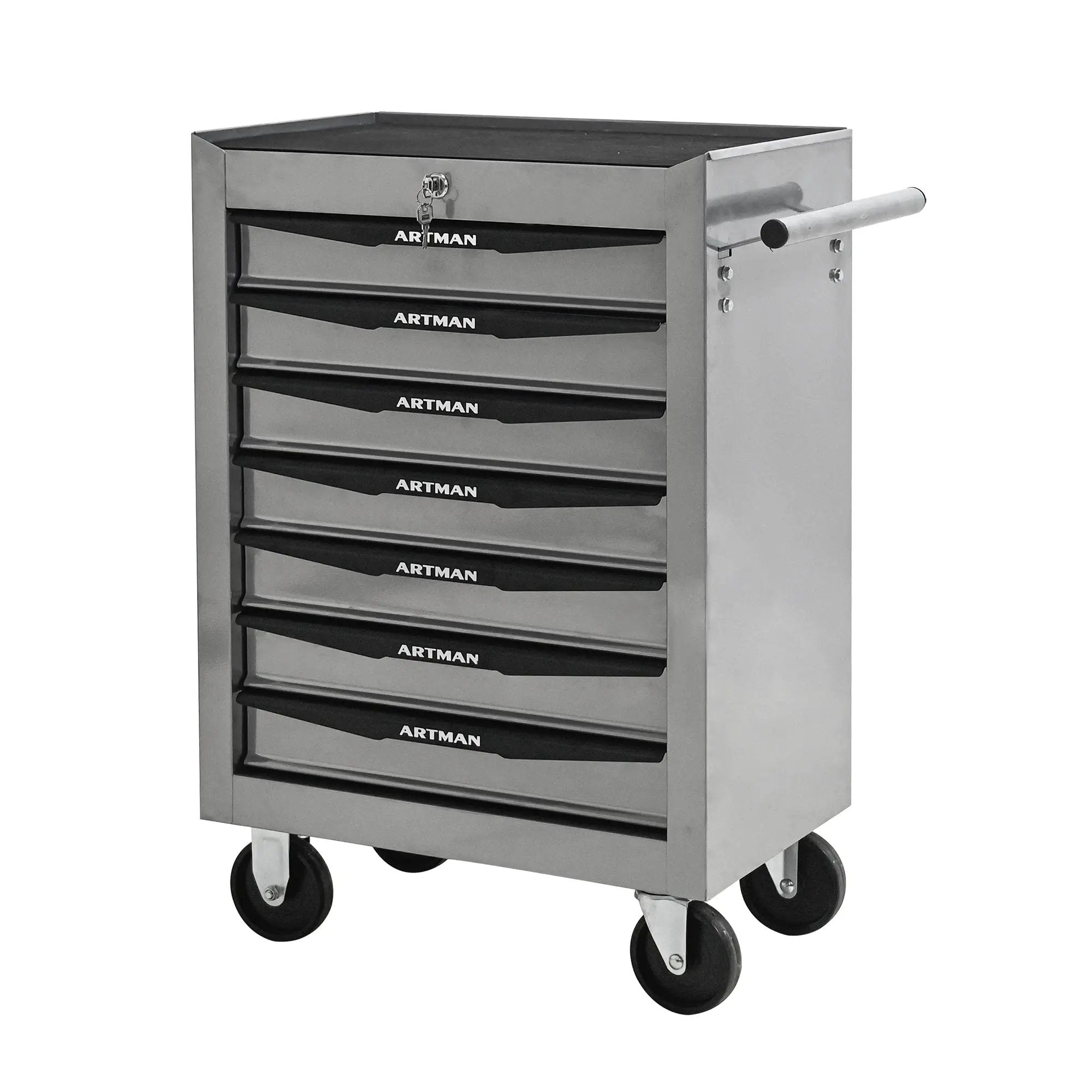 Rolling Metal Tool Chest with 7 Drawers, 20" Cabinet Silver by HouseOfZazla